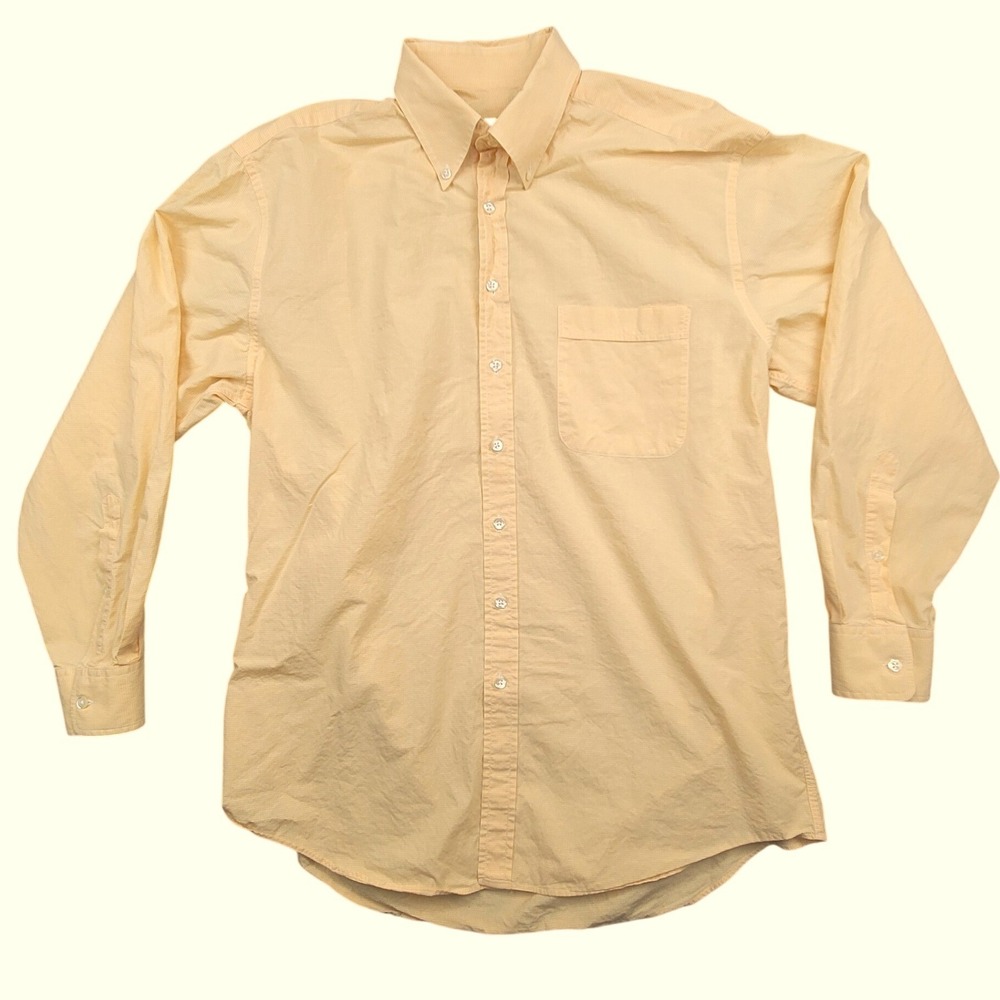Hickey Freeman Collection Mens 16 34 Yellow Gingham Cotton Dress Shirt